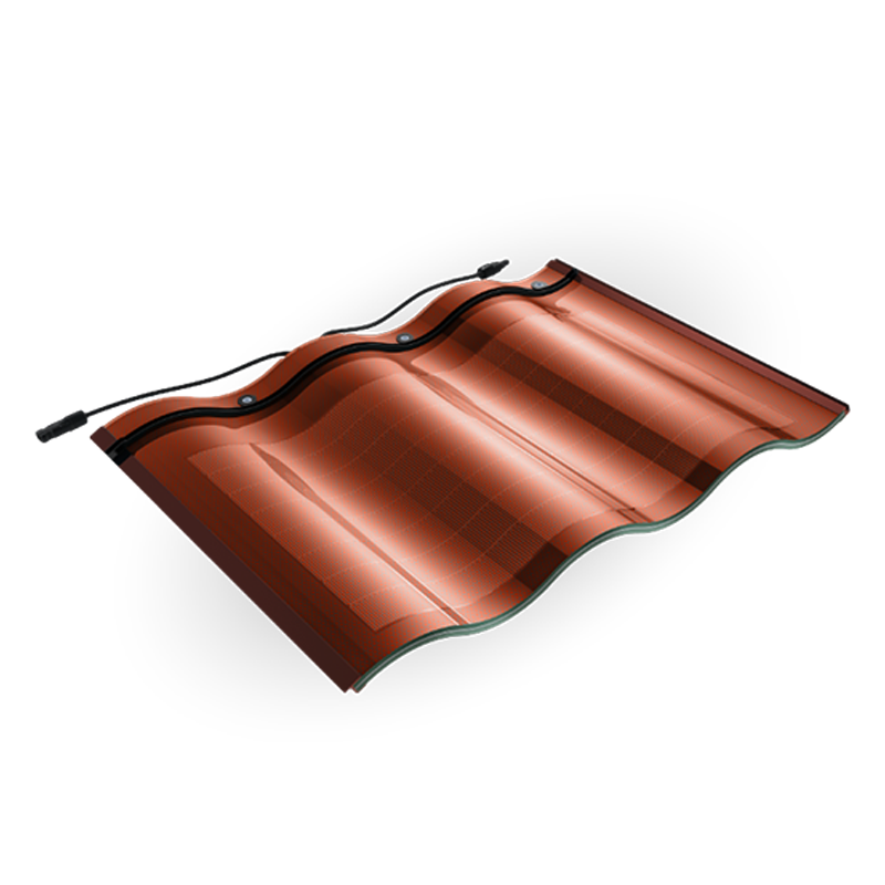 30W Dobbeltglas Buede Solcelletagsten - Hantile M30 - Rød - Solarcell ApS - solcelletagsten-buede-dobbeltglas-hantile-30w -