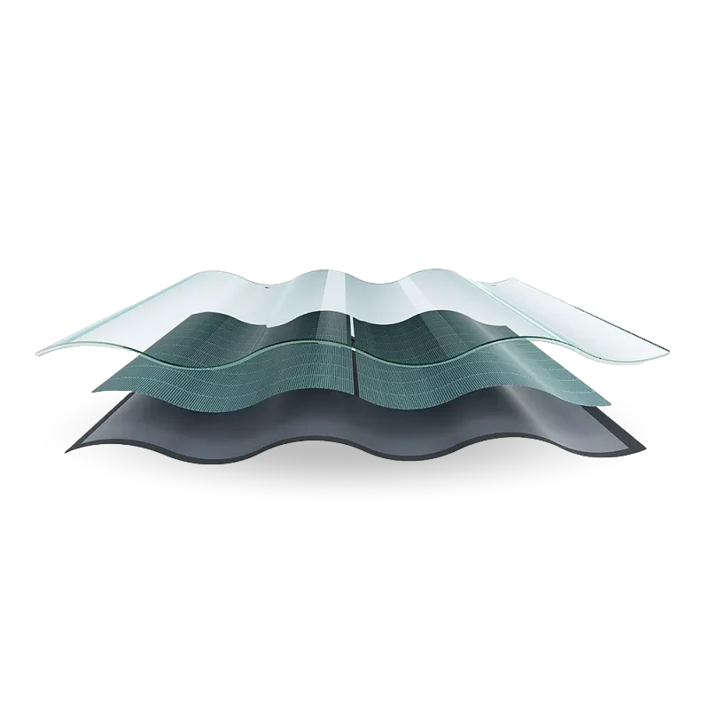 30W Dobbeltglas Buede Solcelletagsten - Hantile M30 - Sort - Solarcell ApS - 30w-double-glass-solar-roof-curved-tile-hantile-m30-black -